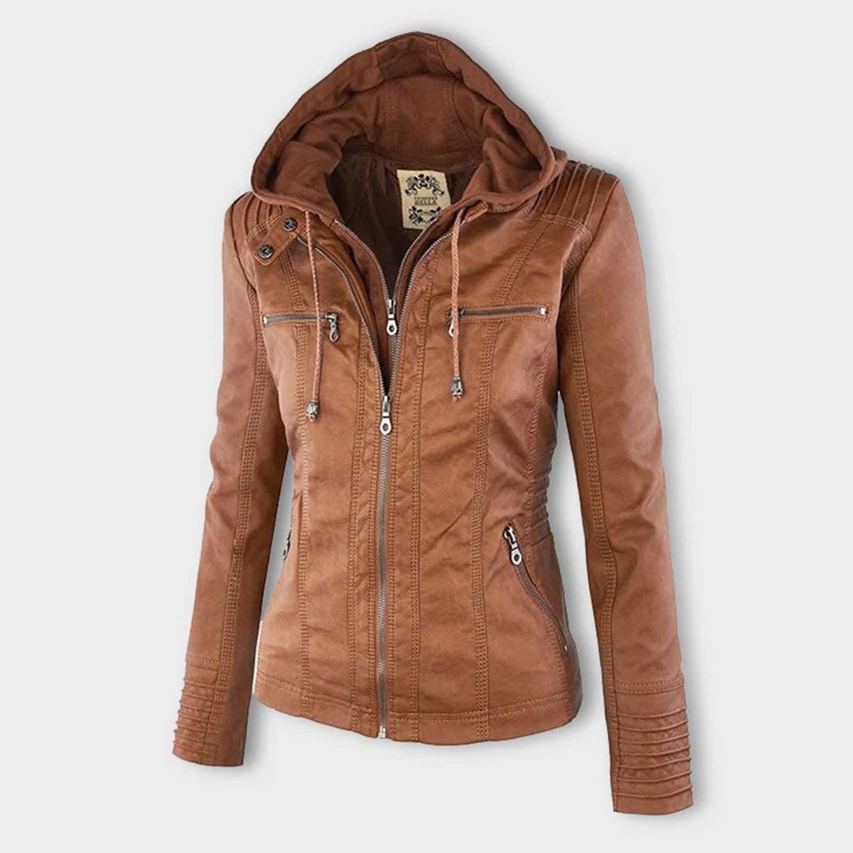 Celestia Hooded Faux Leather Jacket