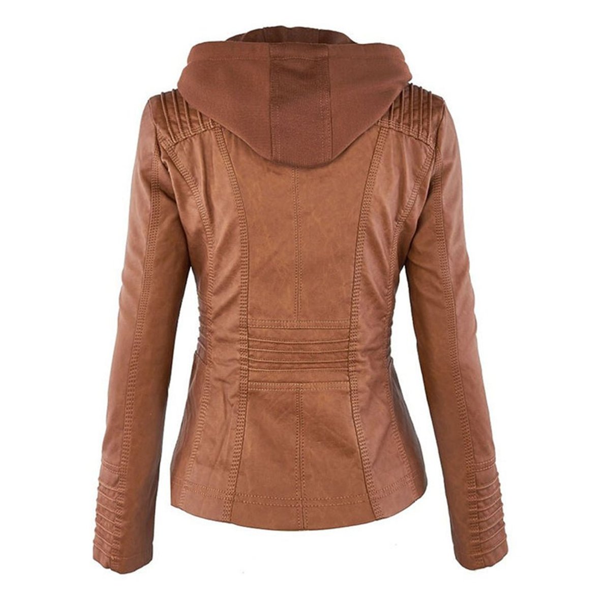 Celestia Hooded Faux Leather Jacket