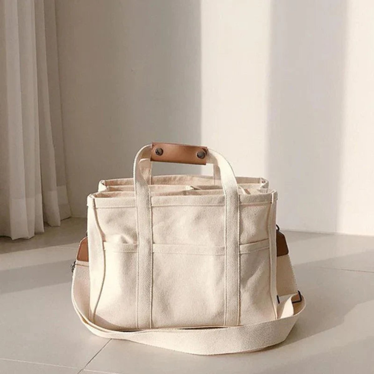 Colette Multi-Pocket Canvas Crossbody Tote
