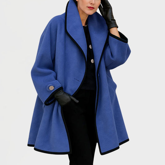 Veda Contrast-Trim Swing Coat