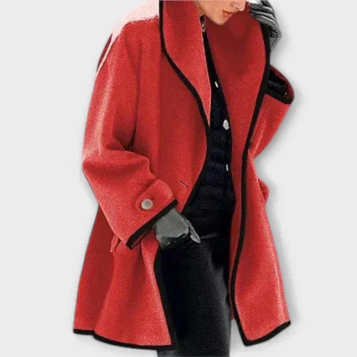 Veda Contrast-Trim Swing Coat