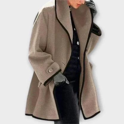 Veda Contrast-Trim Swing Coat