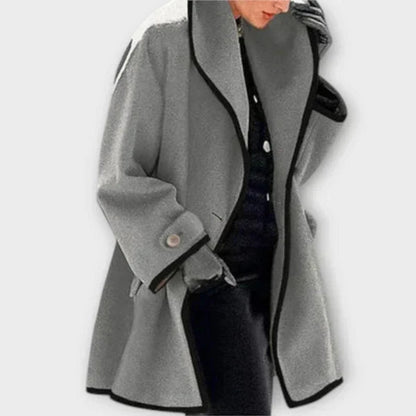 Veda Contrast-Trim Swing Coat