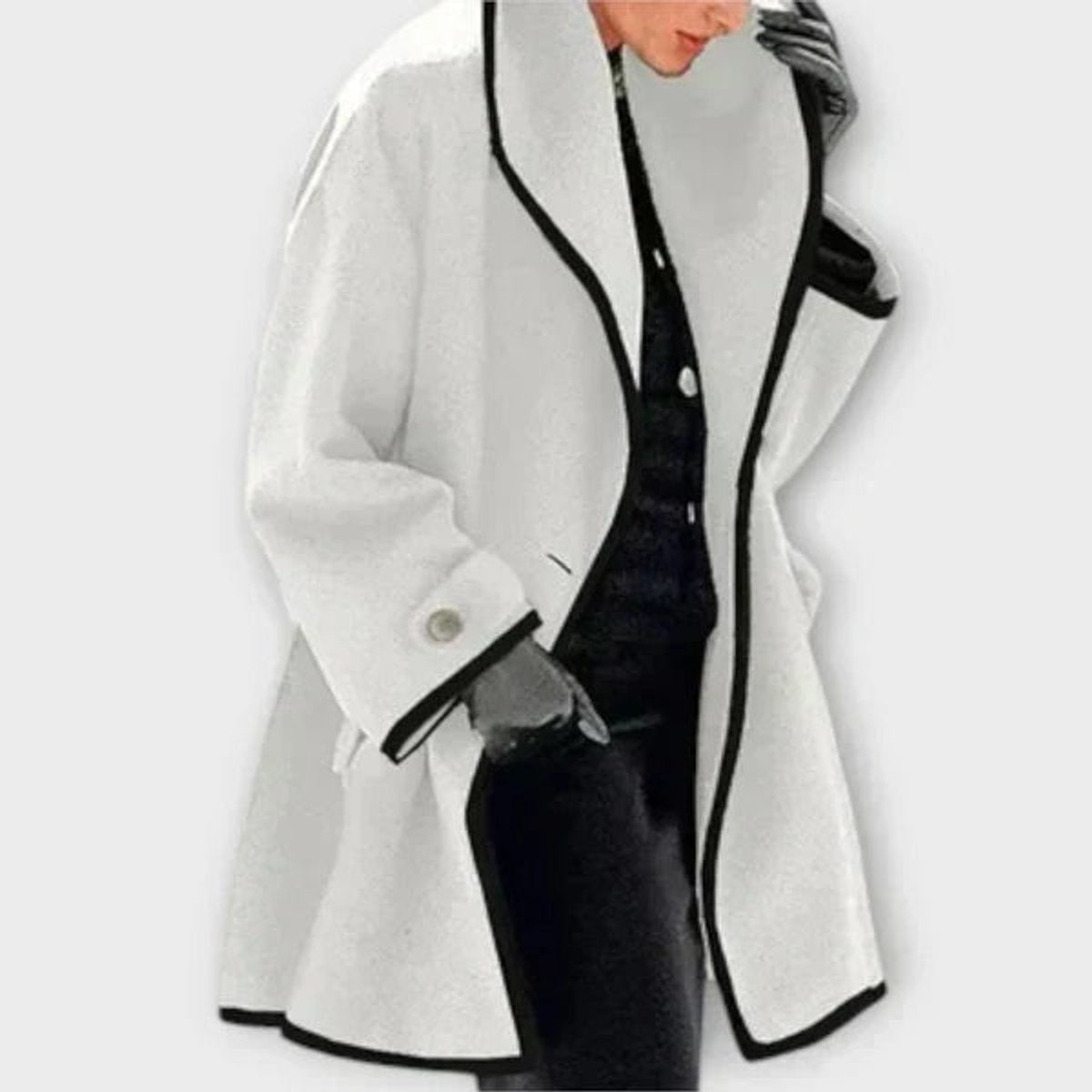 Veda Contrast-Trim Swing Coat