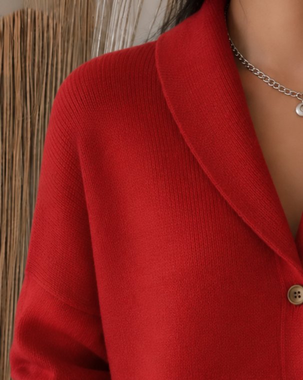 Matilda Relaxed Collared Knit Cardigan