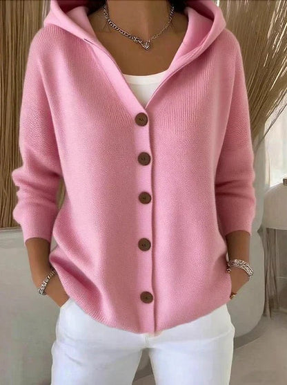 Rivka Hooded Button-Front Knit Cardigan