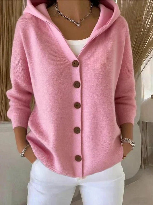 Rivka Hooded Button-Front Knit Cardigan