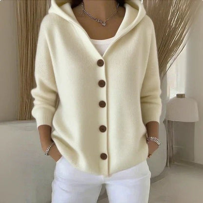 Rivka Hooded Button-Front Knit Cardigan