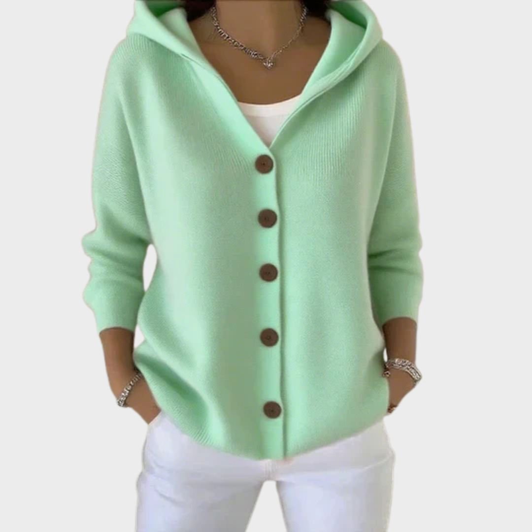 Rivka Hooded Button-Front Knit Cardigan