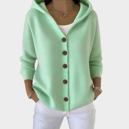 Rivka Hooded Button-Front Knit Cardigan