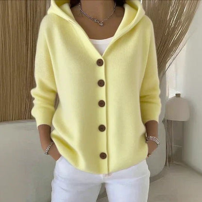 Rivka Hooded Button-Front Knit Cardigan