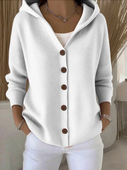 Rivka Hooded Button-Front Knit Cardigan