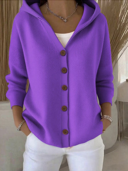Rivka Hooded Button-Front Knit Cardigan