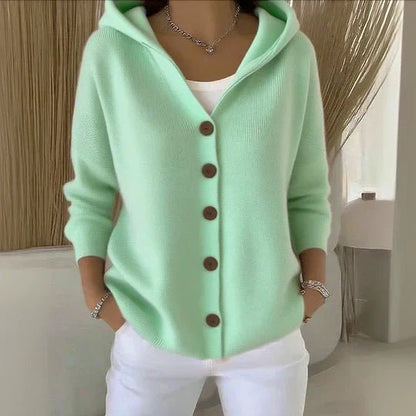 Rivka Hooded Button-Front Knit Cardigan