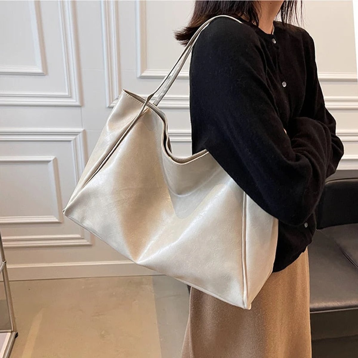 Sabina Retro PU Leather Shoulder Tote