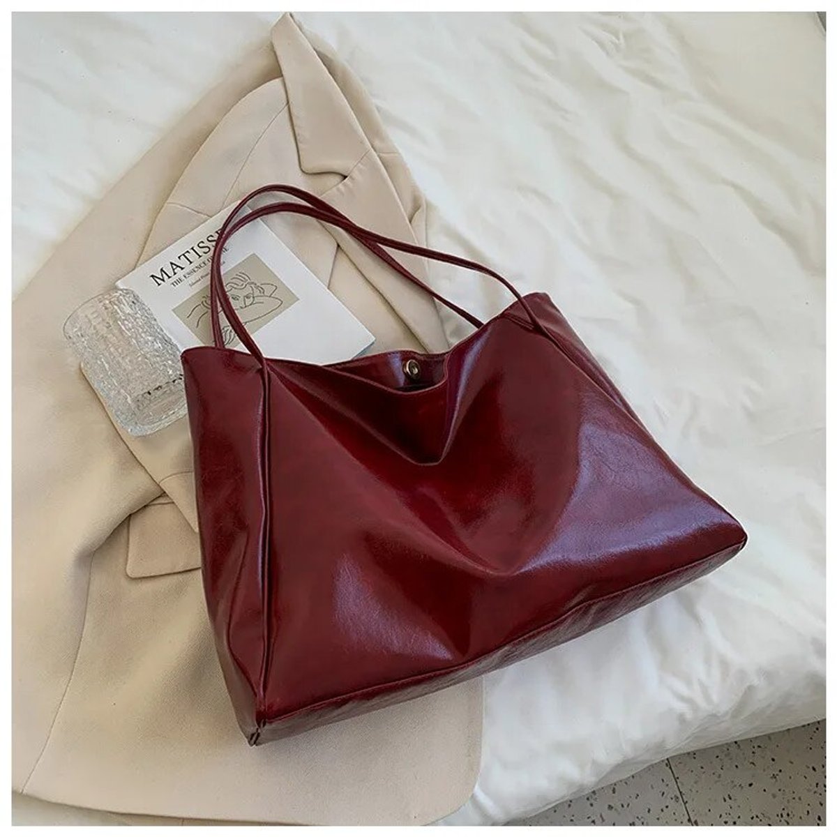 Sabina Retro PU Leather Shoulder Tote