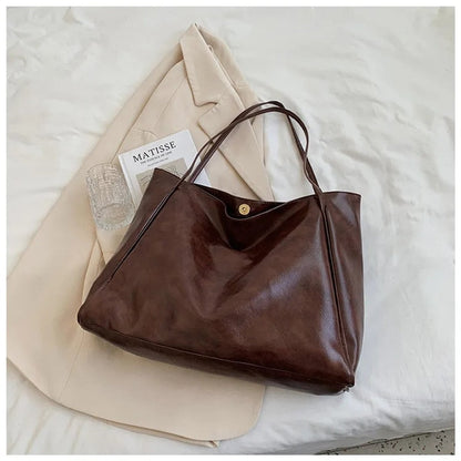Sabina Retro PU Leather Shoulder Tote