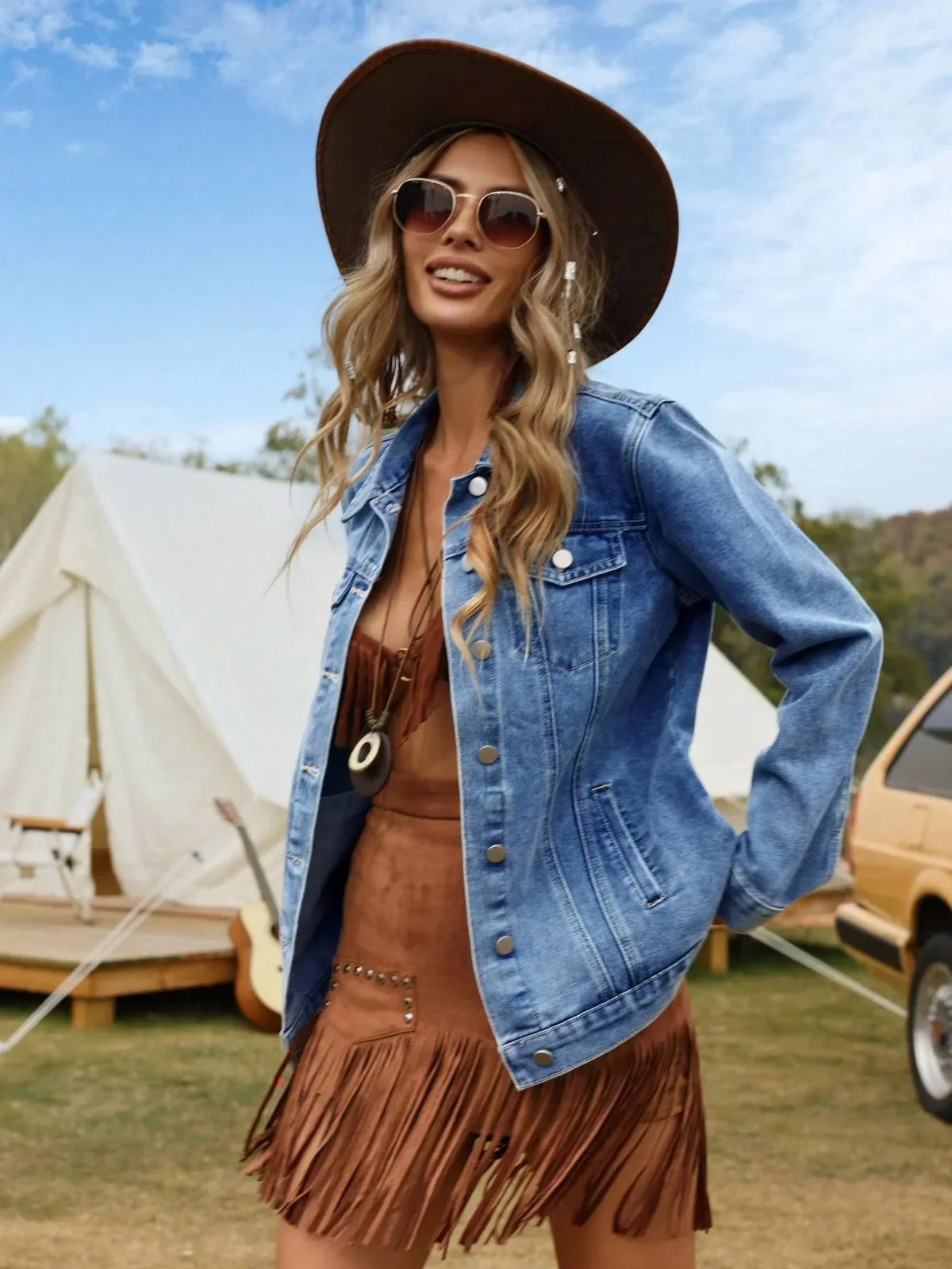 Renata Relaxed Button-Front Denim Jacket