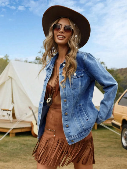 Renata Relaxed Button-Front Denim Jacket