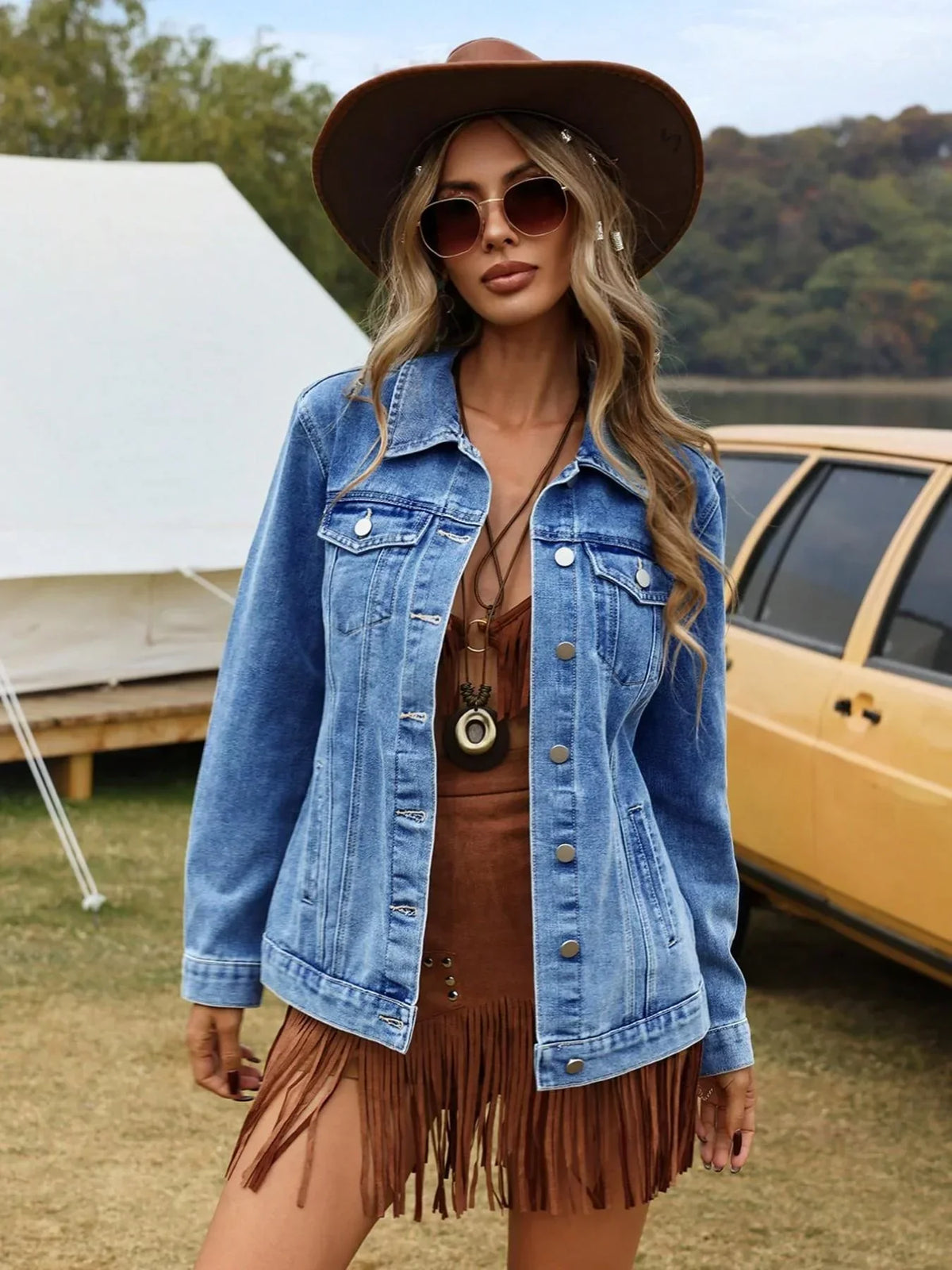 Renata Relaxed Button-Front Denim Jacket