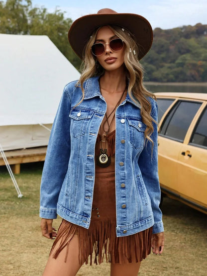 Renata Relaxed Button-Front Denim Jacket