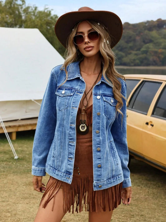 Renata Relaxed Button-Front Denim Jacket