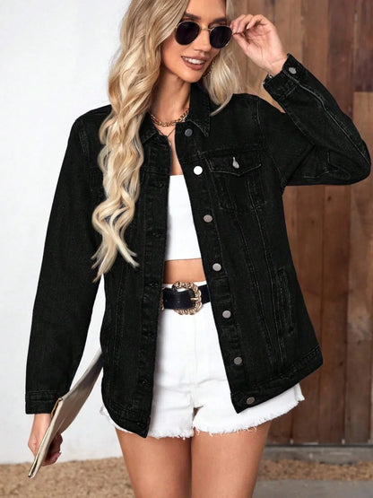 Renata Relaxed Button-Front Denim Jacket