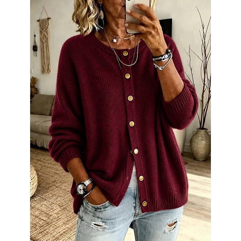 Leontine Button-Front Knit Cardigan