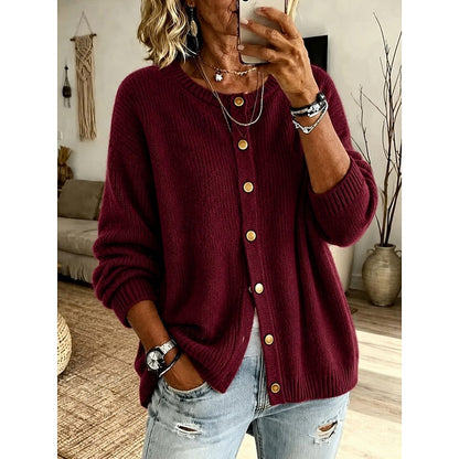 Leontine Button-Front Knit Cardigan