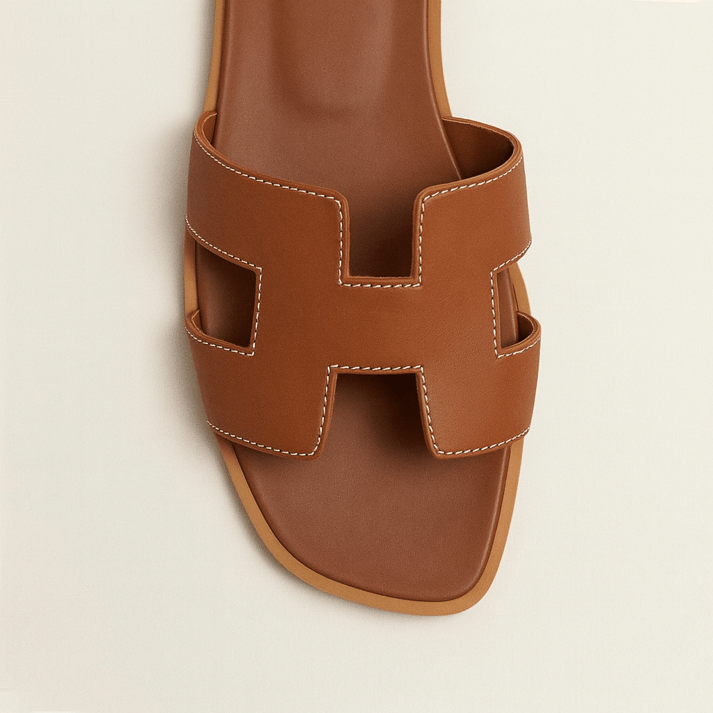 Rosetta Cut-Out Leather Slide Sandals