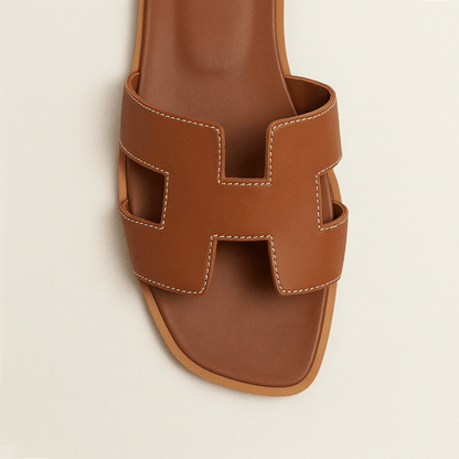 Rosetta Cut-Out Leather Slide Sandals