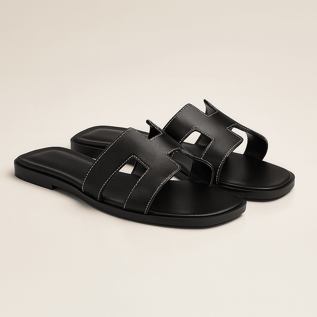 Rosetta Cut-Out Leather Slide Sandals