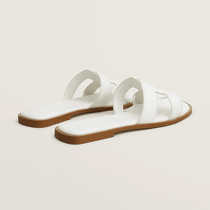 Rosetta Cut-Out Leather Slide Sandals
