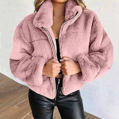 Maelle Cropped Teddy Fleece Jacket