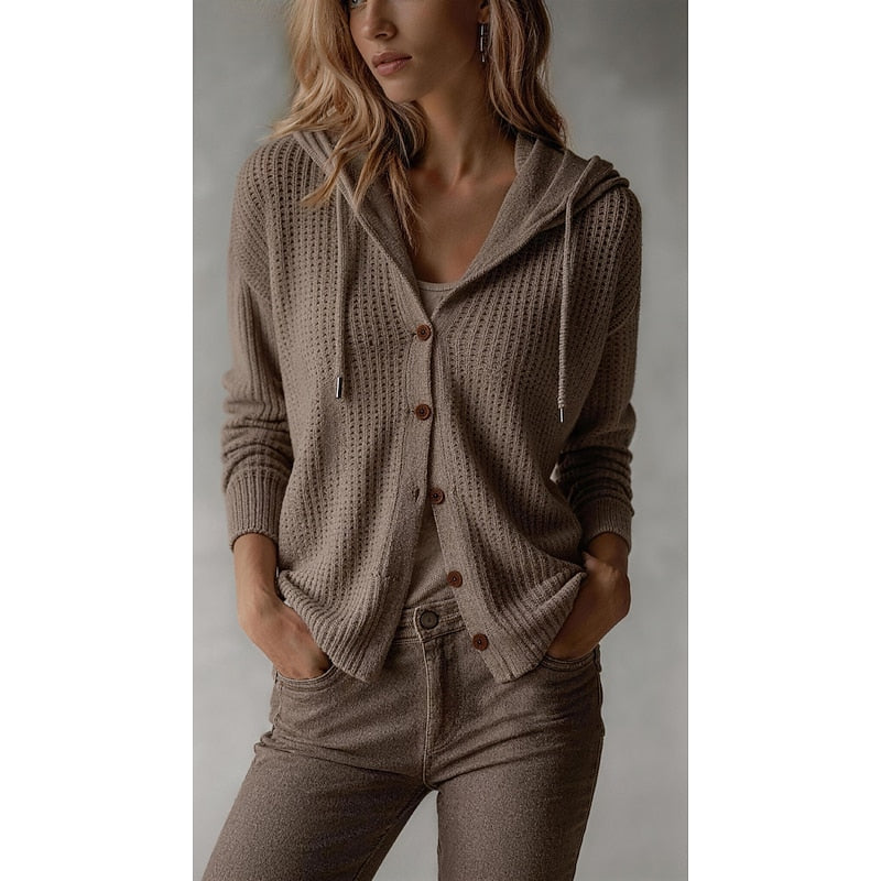 Isaline Hooded Button-Front Cardigan