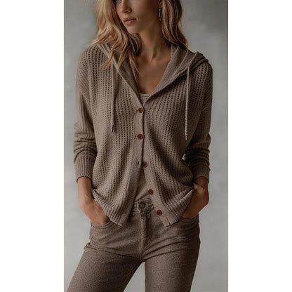 Isaline Hooded Button-Front Cardigan
