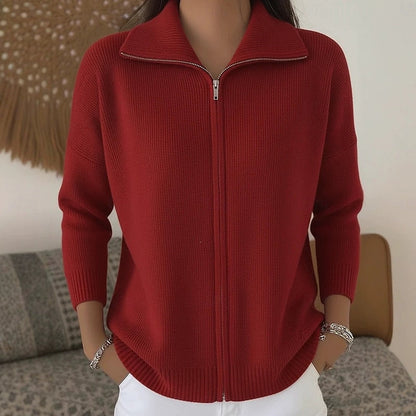 Vesper Stand-Collar Zip-Up Cardigan