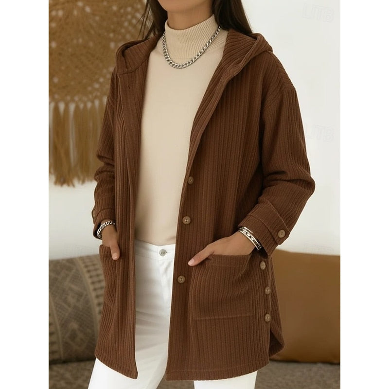 Calista Hooded Button-Front Coat