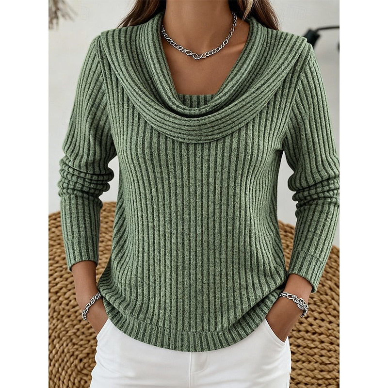 Apolline Cowl-Neck Ribbed Top