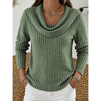 Apolline Cowl-Neck Ribbed Top