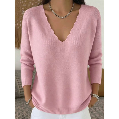 Zinnia Scalloped V-Neck Halloween Pullover