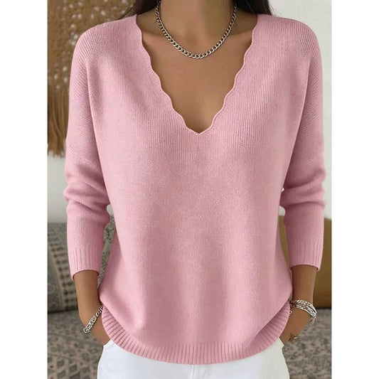 Zinnia Scalloped V-Neck Halloween Pullover
