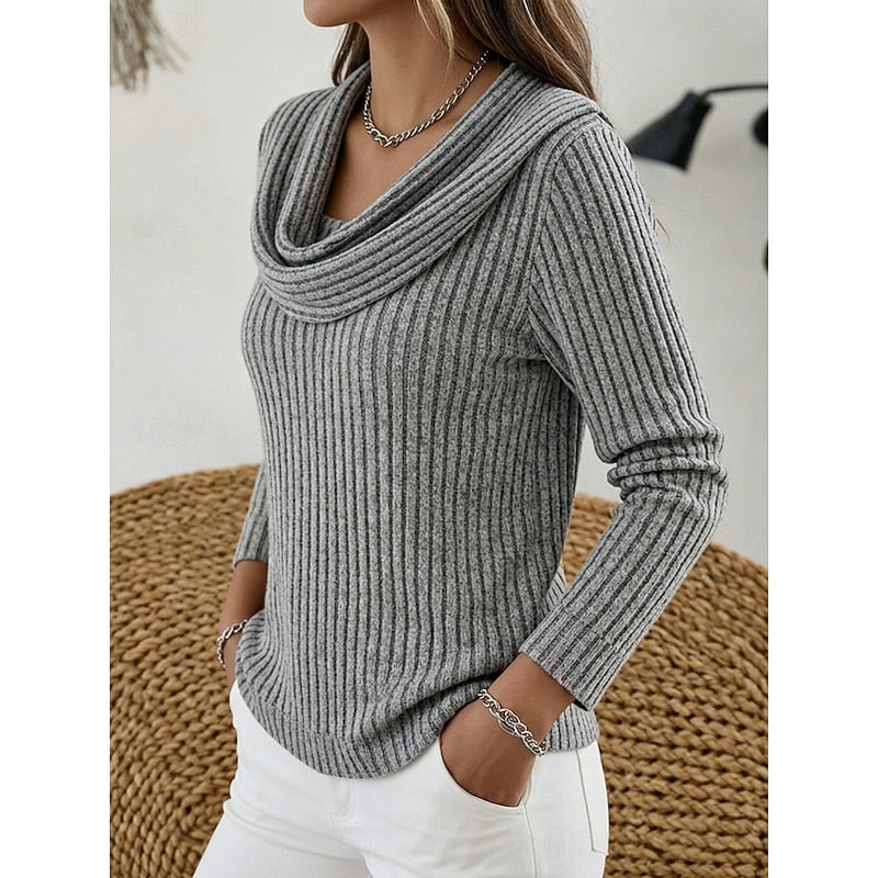 Apolline Cowl-Neck Ribbed Top