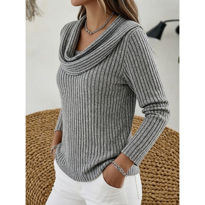 Apolline Cowl-Neck Ribbed Top