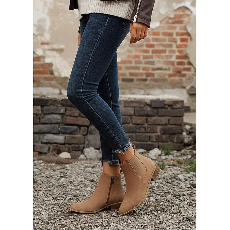 Adriana Pointed Toe Block Heel Ankle Boots