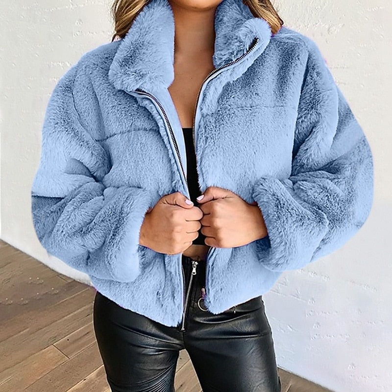 Maelle Cropped Teddy Fleece Jacket