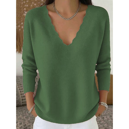 Zinnia Scalloped V-Neck Halloween Pullover