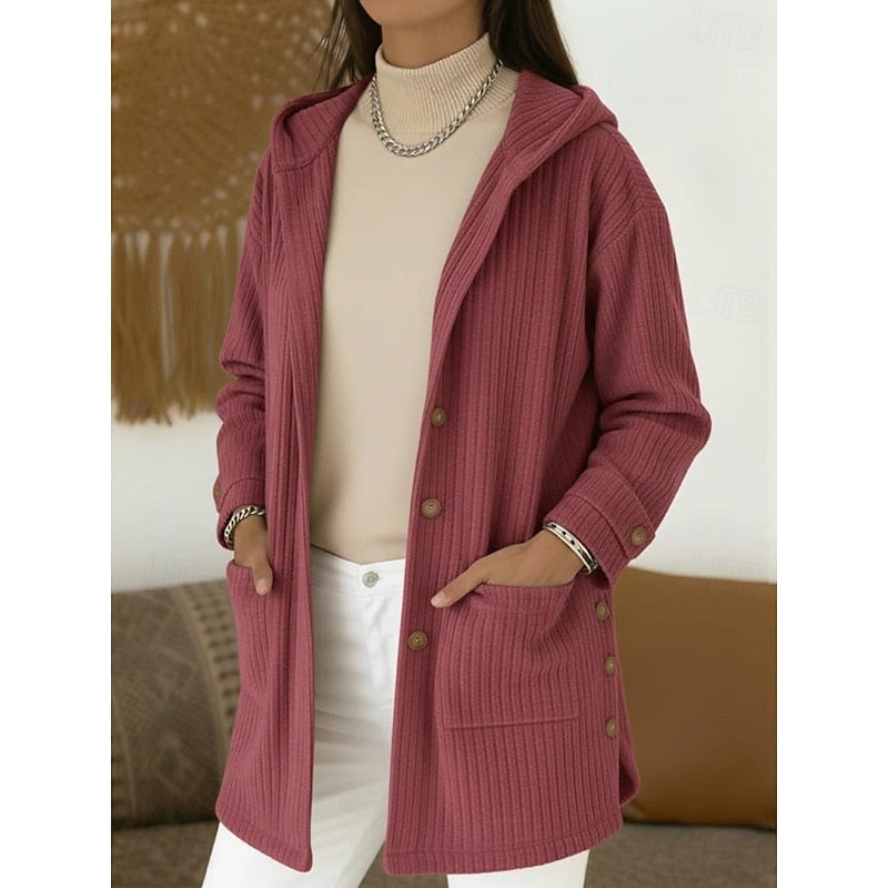 Calista Hooded Button-Front Coat